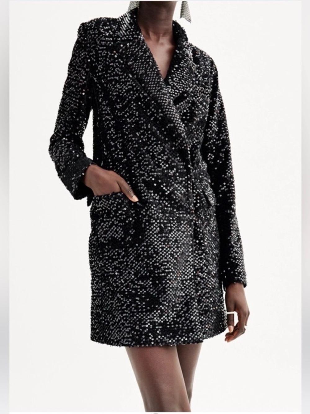 Nine West Black Sequin Blazer Dress